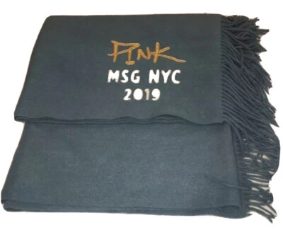 P!NK Pink Alecia Moore Cashmere Throw 2019 Madison Square Tour Adriatic Blue NWT - Image 1 of 4