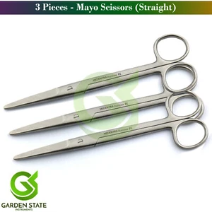 3 Piezas Tijeras Quirúrgicas Mayo Rectas 17cm Romas Médico Operativo y Clínica - Imagen 1 de 2