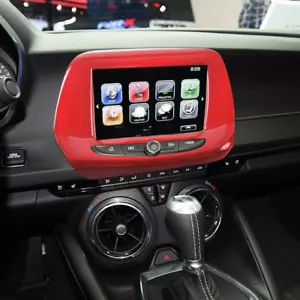 "Cubierta de marco de navegación GPS de 7 pulgadas para Chevrolet Camaro 17+ accesorios rojo" - Imagen 1 de 9