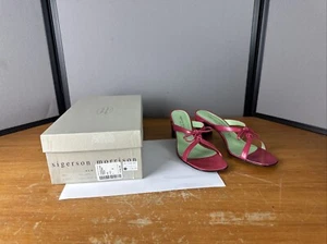 Sigerson Morrison Fuschia Block Heels Italy Size 7 Slip On New In Box - Picture 1 of 10