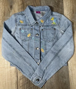 DISNEY Tinker Bell Jean Jacket Girl's L (10/12) Light Wash Denim Trucker Jacket - Picture 1 of 15