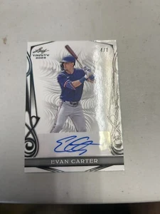 2023 Leaf Trinity Baseball Evan Carter #/7 SSP Black Auto Rangers RC - Picture 1 of 1