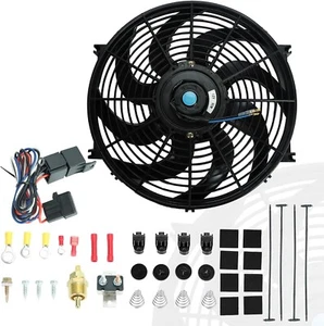BLACKHORSE-RACING 14" Ventiladores de Enfriamiento Radiador Eléctrico Universal + Rel Termostato - Imagen 1 de 9