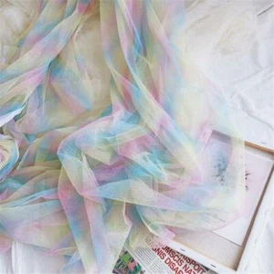 Rainbow Gradient Tulle Glitter Tulle Mesh Net Fabri DIY Tutu Bridal Veil Decor - Picture 1 of 9