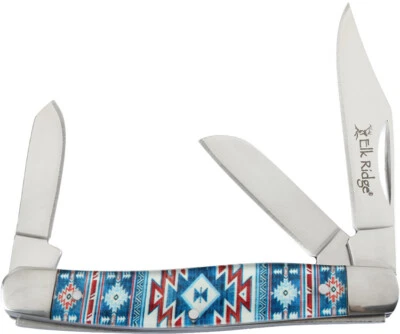 Navaja de bolsillo plegable de acero inoxidable azul azteca Elk Ridge Gentleman's Stockman 42453BL Foto 1 de 2