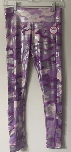 Justice~Girls Purple Leggings Pocket Shiny Stretch Mesh Ankle~Size 16/18 XL - Picture 1 of 6