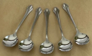 Oneida Community  LOT OF 5 CLARETTE Stainless Flatware ROUND SOUP SPOONS  gumbo - Picture 1 of 3