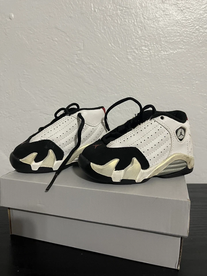 Nike Air Jordan 14 XIV Last Shot Retro TD Blanco y Negro Niños Pequeños Talla 5c Foto 1 de 4