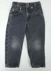 Vintage 90s Little Levi's 550 Orange Tab Size 4 Black Denim Relaxed Fit Jeans - Picture 1 of 7