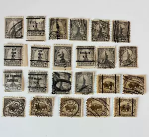 Vintage Stamps 15 Cent Statue of Liberty and 30 Cent Bison (Buffalo) - Picture 1 of 4