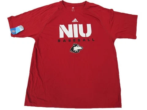 New Northern Illinois Huskies NIU Baseball Mens Size L-XL Adidas Polyester Shirt Cover