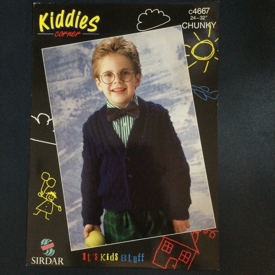 Kiddies Corner C4667 Cardigan Vintage Knitting Pattern Kids Boy 24-32" - Image 1 of 1