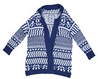 Gap Womens Blue White Cotton Long Sleeve Open Front Long Cardigan Sweater XXL
