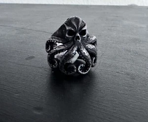 Skull Octopus Mens Ring Size 10 Large Black Stainless Steel Rock Biker Gothic - Picture 1 of 15