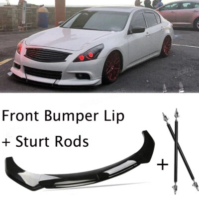 Front Bumper Chin Lip Splitter Spoiler Body Kit+Strut Rods For Infiniti M37 M37x Foto 1 de 4