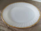 Fire King Retro White Swirl Oval Serving Platter With Gold Leaf Edge, 50's 60's
