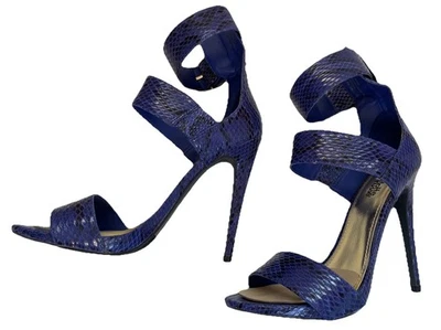 CHARLOTTE RUSSE Royal Blue STRAPPY Faux Snakeskin Leather JANELLE SANDALS Size 7 - Image 1 of 4