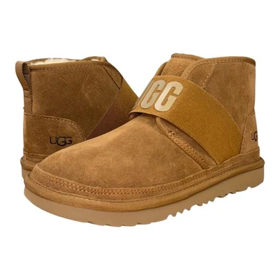 Boys Ugg  Neumel II Graphic Slip On Suede Sheepskin Lined Boots, Chestnut - Image 1 of 4