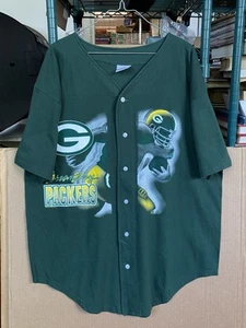 Vintage 1996 Green Bay Packers Baseball Button Up Jersey Shirt NFL Size XL - Picture 1 of 13