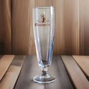 Vintage BUDWEISER Glass Footed Pilsner Beer Glass Gold Horse Logo Tall - Picture 1 of 4