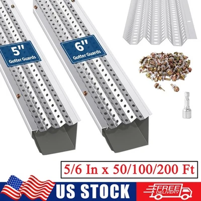 Gutter Guards Leaf Guards 5/6in x 50/100/200ft Cover Mesh Leaf Debris Protection - Image 1 of 4