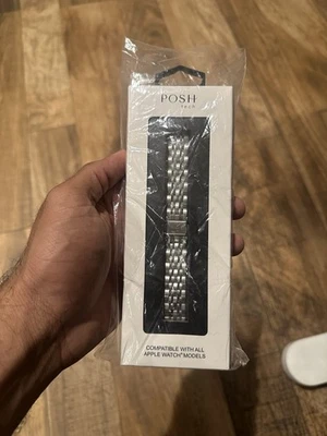 Pulseira de aço inoxidável fina Posh Tech Sloan para Apple Watch - Prata: - Imagem 1 de 2