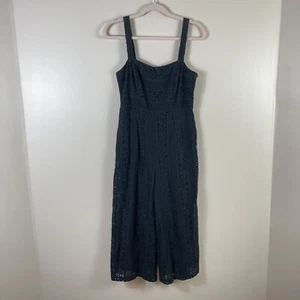 MINK PINK Mujer Talla M Negro Crochet Sin Mangas Recortado Pierna Ancha Mono - Imagen 1 de 4
