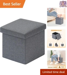Storage Ottoman Linen Small Cube Footrest for Living Room Office Grey 11.8" - Picture 1 of 8