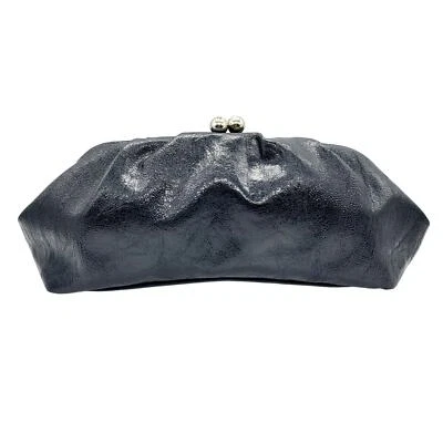 Bolso sin asas vintage Nine West de cuero negro imitación diamante bloqueo de beso talla pequeña Foto 1 de 4