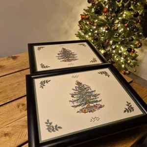2 X Spode Christmas Tree Full sized adult lap trays, great quality unused - Picture 1 of 5