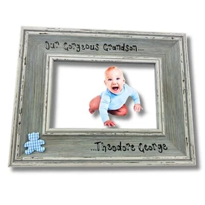 Nuestro Precioso Nieto Personalizado De Colección Marco de Foto Azul Regalo para Nan Abuelo - Imagen 1 de 9