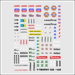 Waterslide Decal 1:32 - 1:43 Racing Slotcar Youngtimer TROPHY North Rhine Vintage Car - Picture 1 of 3