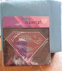 Kids Craft Felt Purse horizon group USA  blue with supergirl rinestone iron-on  - Picture 1 of 6