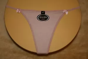 Sexy Beige G-String w Criss Crossed Back & 2 Shiny Bows on the Hips - XXXL - Picture 1 of 2