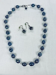 Iridesse Blue Nile Baroque Tahitian Cultured Pearl Necklace & Earrings Set - Picture 1 of 14