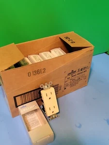 Leviton Almond Decora COMMERCIAL Receptacle Duplex Wall Outlet (Box 10) 16252-A  - Picture 1 of 6