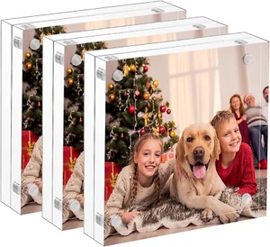 3 Pack Acrylic Photo Picture Frame magnetic 4x6 Clear Double Sided 4x6“ - Picture 1 of 15