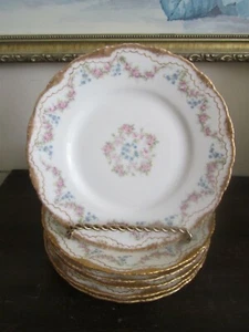 Theodore Haviland Limoges France Schleiger Set Of 6 Dessert Plate Roses Gold - Picture 1 of 7