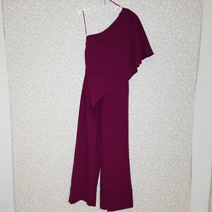 Adrianna Papell Flutter One Sleeve Jumpsuit Pants Size 0P Ruffle Dressy Purple