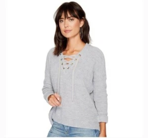 Jack by BB Dakota Gray Womens Sweater NWT XS Lace Up Knit Pullover - Bild 1 von 5