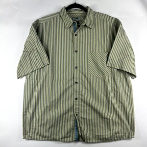 Horny Toad Shirt Adult Yellow Blue Vertical Stripe Short Sleeve Mens XL A33 - Picture 1 of 9