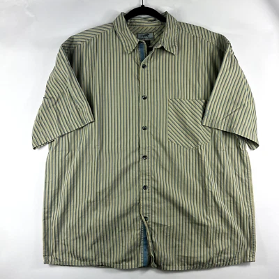 Horny Toad Shirt Adult Yellow Blue Vertical Stripe Short Sleeve Mens XL A33 - Image 1 of 4