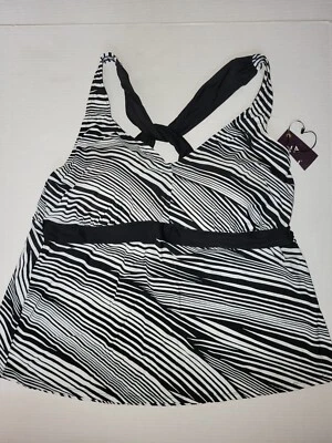 Tankini acolchado negro/blanco talla 22W AVA & VIV Plus para mujer Foto 1 de 4