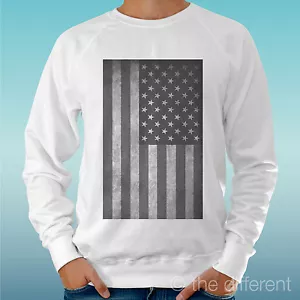 FELPA UOMO LEGGERA SWEATER BIANCO " BANDIERA AMERICANA VINTAGE FLAG AMERICAN - Bild 1 von 1