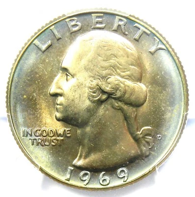 1969-D Washington Quarter 25C - Certified PCGS MS68 - Top Pop - $1,800 Value - Image 1 of 4