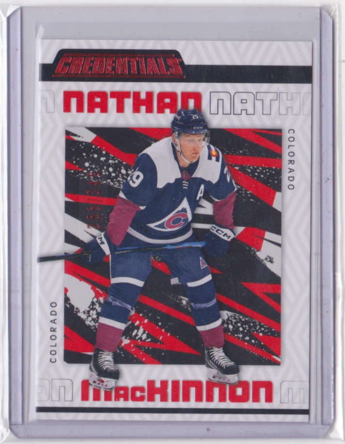 2023-24 UD CREDENTIALS RED BASE PARALLEL /349 NATHAN MacKINNON #19 AVALANCHE - Image 1 of 2