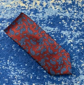 The Tie Maker by TAFT Burgundy Blue Black Paisley Handmade Silk Necktie  - Picture 1 of 4