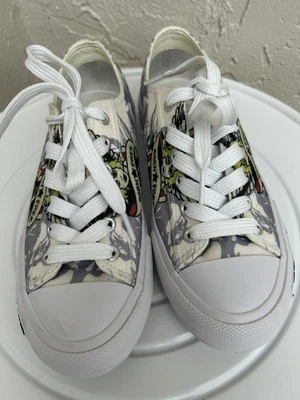 Ed Hardy’s Canvas Sneakers Gray/ Beige Design Size 6 Women  - Image 1 of 4