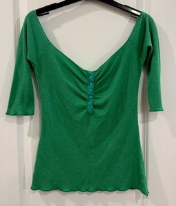 Vintage 90s Y2K Guess Ribbed Zipper Henley Grunge Top Size M - Picture 1 of 7