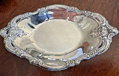 Bandeja ovalada vintage Oneida Silversmiths Community plateada diseño ornamentado 9x5,5 Foto 1 de 4